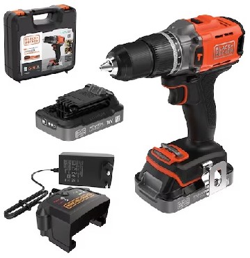 Akumulatorowa wiertarko-wkrtarka udarowa Black&Decker BCD383D2XK PowerConnect - 2 akumulatory 18V/2.0Ah